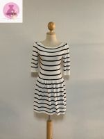 Black&amp;White dress size s/m เดรสขาวดำ แขน3/4