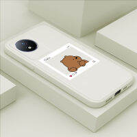 พร้อมเคสโทรศัพท์สำหรับ Vivo Y02A เคสโทรศัพท์ลายการ์ตูนแพนด้า Y02T ปลอกซิลิโคนของเหลวทรงสี่เหลี่ยมดั้งเดิมสำหรับเด็กผู้หญิงเด็กผู้ชายคลุมทั้งหมดเคสป้องกันทนแรงกระแทกกล้อง