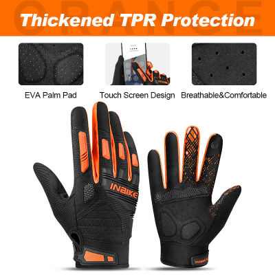 INBIKE MTB Gloves Mountain Bike Gloves Breathable Cycling Gloves Full Finger Bicycle Gloves Shockproof Touch Screen EVA Pad