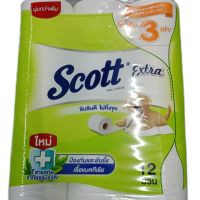 สก๊อตต์ เอ็กซ์ตร้า กระดาษชำระ หนา 2 ชั้น ความยาว 3 เท่า ขนาด 12 ม้วน Scott Extra Super Jumbo Roll2PLY 12Rolls เหนียว นุ่ม ซึมซับดีเยี่ยม ไม่ทิ้งขุย x 1 แพ็ค