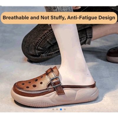 ↂ Sponge cake thick bottom retro Baotou half slippers women solid color spring and summer new color matching slip on lazy mother shoes women