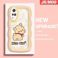 เคส JIUMOO สำหรับ VIVO Y51 2020 Y31เคส Y33 Y53s 2021 Y51A 2021ดีไซน์ใหม่ลายการ์ตูนวินนี่ขอบช้อนส้อมมีดหมีพูห์กันกระแทกเคสโทรศัพท์โปร่งใสนิ่มสีสันสดใสป้องกันเลนส์กล้องเคสใส