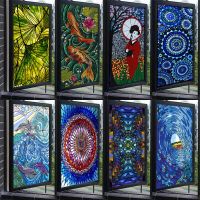 Custom size Stained Glass Window Film Retro Church Painted Mosaic Frosted Static Cling Art Colored Glass Films Sticker Window Sticker and Films