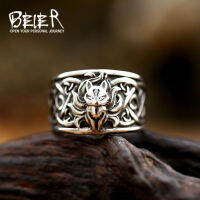 }qibeier แหวนเหล็กไทเทเนียมรุ่นใหม่ของ Viking Celtic Knot สร้อยข้อมือสุนัขจิ้งจอกสแตนเลสวินเทจสไตล์ยุโรปและอเมริกา