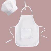 Cute Kids Chef Apron Hat Set Costumes Cotton Blended Chef Baby White Cook Costume Photos Photography Prop Little Chef Hat Apron Aprons