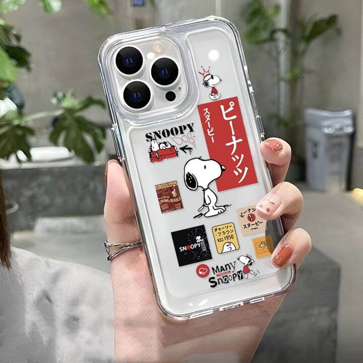 เคสโทรศัพท์มือถือ-แบบใส-ลายการ์ตูนสนูปปี้-สําหรับ-14promax-14plus-13-12-7plus-x-xr-xs