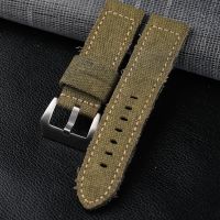 Handmade canvas leather watchband 20 22 24 26MM  vintage style mens military watch bracelet  suitable for bronze watches Shoes Accessories