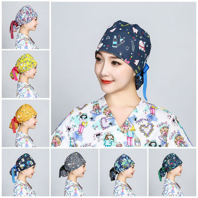 Xinyi3 หมวกผ่าตัดแฟชั่น Sweatband พิมพ์ผ้าฝ้ายขัดหมวกหมวกหมวกยางยืดอุปกรณ์การแพทย์