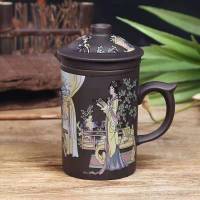 Handmade Yixing DragonBeauty Purple Clay Tea Mug with Lid and Tea Infuser Tea Cup Office Water Cup Gift Mug Drinkware