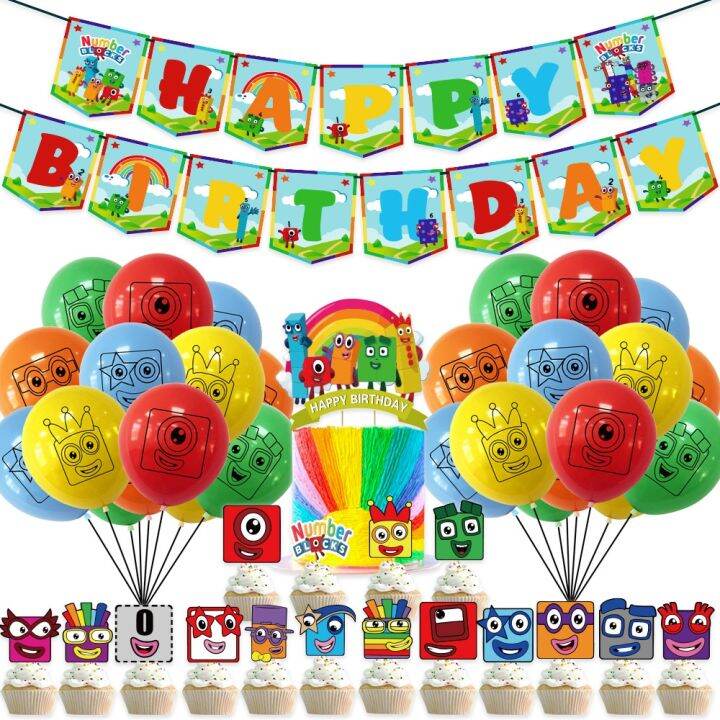 Numberblocks Happy Birthday Party Decorations Number Blocks With Banner ...