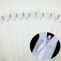 10pcs 3# white 28cm/30cm/40cm/50cm/60cm nylon invisible soft tulle coil Chiffon zipper sewing  Silk Zippers Spine Supporters