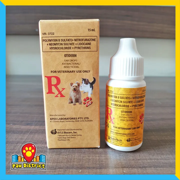 OTIDERM Pet Ear Drops for Dogs and Cats 15ml Antibacterial