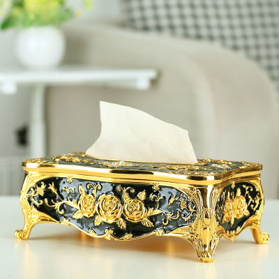 ZJH14 Tissue Box European Zinc Alloy Creative Paper Towel Room Household KTV Simple Rectangular Large Holder Servilletero Decor