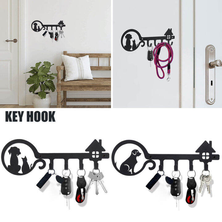 Key Holder with 4 Hooks Wallmounted Keys Stand Punching Installation