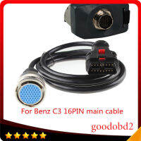 สำหรับ Benz MB ดาว C3 OBD2 16PIN เคเบิ้ล OBD II 16ขาเชื่อมต่อ Mian ทดสอบสายรถยนต์วินิจฉัยสแกนเนอร์เครื่องมือ MB C3 Obdii ขาสาย