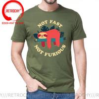 Not Fast Not Furious Cartoon Sloth Print Men Tee Shirts Breathable Tops Street Fashion T-Shirt Mens Casual Summer T Shirts