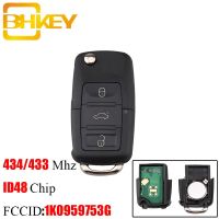 【❂Hot On Sale❂】 haokao5 Bhkey ชิป1k0959753g Id48 434Mhz สำหรับโฟล์คสวาเกนพาสสาท B5 B6 Skoda Tiguan Touran Golf เจ็ททาโปโล3กุญแจรีโมทปุ่ม