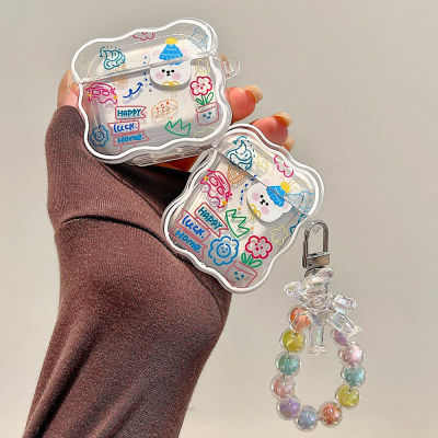 Colorful Graffiti Bracelet Cover For Apple Airpods 2 3 Soft Cute Bear Sun Flower Earphone Protector Case for Airpods Pro AirPod Headphones Accessories