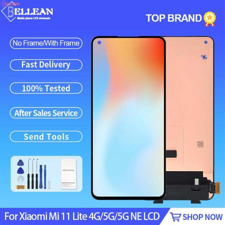 ทดสอบ6-55นิ้ว-oled-mi-11-lite-จอแสดงผลสำหรับ-xiaomi-mi-11-lite-5กรัมจอแอลซีดีหน้าจอสัมผัส-digitizer-m2101k9ag-สมัชชาที่มีกรอบ