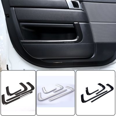 ✠ 4pcs ABS Carbon Fiber/Black Car Inner Door Decoration Strip Trim For Land rover Range Rover Sport 2014-2019 Car Accessories