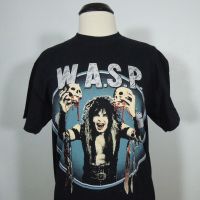 {High-end clothing} W.a/s.p. เสื้อยืดคอกลมสีดำสำหรับผู้ชายสีดำโลโก้วงสีดำสำหรับคอนเสิร์ตทัวร์ตัวต่อ