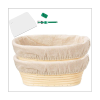 Banneton Proofing Basket Set - Artisan Sourdough Bread Bakery Basket,Dough Scraper/Cutter &amp; Brotform Cloth Liner