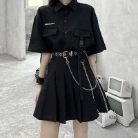 Spot parcel post Preppy Style Hot Girl Skirt Summer High Waist jk Pleated Pantskirt Womens Skirt Show Thin Black a Short Skirt ins Tide