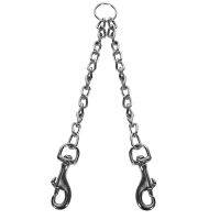 Double Dog Coupler Twin Lead 2 Way For Two Pet Walking Leash Safety Chain