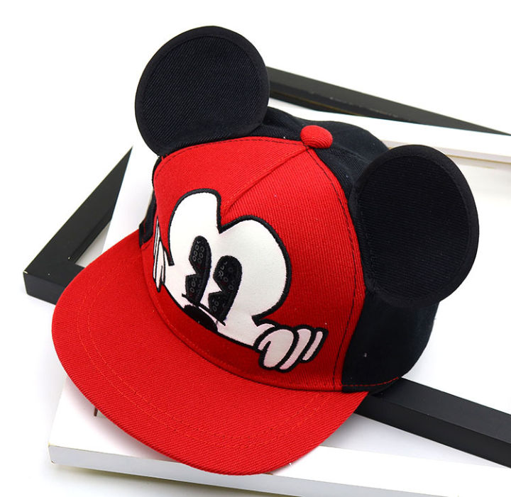 ในสต็อก-mickeys-เด็กเด็กสาวฝ้าย-snapback-หมวกหมวกเบสบอลน่ารักการ์ตูนตาข่ายหมวกอินเทรนด์ฮิปฮอป