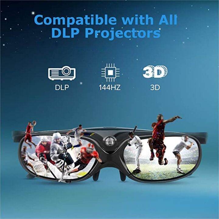 DLP Link 3D Glasses Active Shutter Eyewear Rechargeable Glasses ...