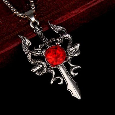 JDY6H Fashion Dragon Sword Necklace Cross Pendant Hip Hop Punk Necklaces for Men Cross Jewelry Accessories Party Anniversary Gift