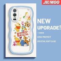 เคส JIUMOO สำหรับ VIVO Y76 5G Y76s Y74s 5G เคสการ์ตูนรูปสัตว์มีความสุขลายคลื่นขอบซิลิโคนของเหลวแบบดั้งเดิมเคสคลุมทั้งหมดตัวปกป้องกล้องถ่ายรูปเลนส์เคสฝาหลังกรอบนุ่ม