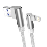 ZF สายสำหรับ iPhone USB 90องศา14 13 12 11 Pro Max X XR 6S 7 8 Plus 2M 3M โทรศัพท์มือถือตะกั่วสายชาร์จเร็วสายไฟเครื่องชาร์จยูเอสบี