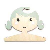 5Pcs Mori Wooden Girl Shape Hanger Nordic Style Creative Home Childrens Room Baby Hanger Clothes Hanger