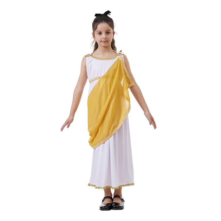 Child Roman Greek Goddess Halloween Costume Girl‘s Gold Toga Costumes ...