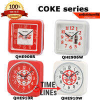 SEIKO ของแท้ รุ่น QHE906R QHE906W QHE910R QHE910W COKE Series นาฬิกาปลุก ขนาดเล็ก เสียง BEEP มี Snooze เดินเรียบ เข็มพรายน้ำ QHE QHE906 QHE910