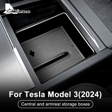 For Tesla Model 3 2024 Highland Airspeed ABS Car Center/Armrest Stoeage Box  1pcs Car Center Console Storage Box Armrest Divider Organizer Tray  Accessories