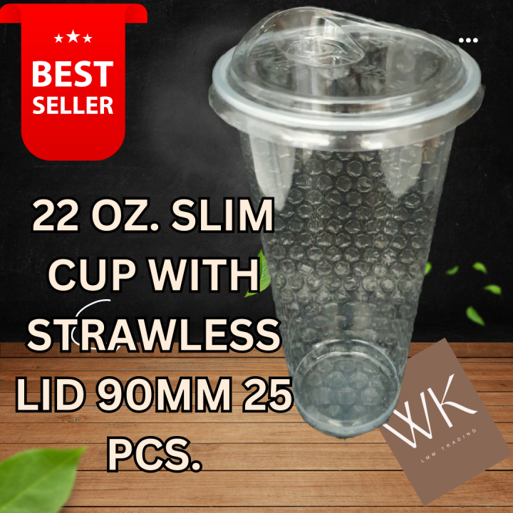 Plastic Cups / Milk Tea Cups - Slim Cups 22 oz 90mm (50 pcs) CUPS only No  LID