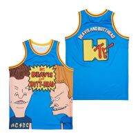 เสื้อบาสเก็ตบอล BG BEAVIS และเจอร์ซีีย์ศีรษะก้นเย็บปักชุดกีฬากลางแจ้งหนังวัฒนธรรมฮิปฮอปสีฟ้าใหม่ฤดูร้อน