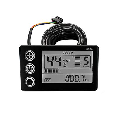 Electric Bicycle Display 24V/36V/48V SM Connector LCD Display S866 Controller Panel Dashboard for Electric Bicycle Ebike