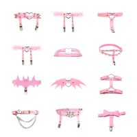 【YF】✴▼❧  Elastic Leather Leg Punk Thigh Garter Spike Rivet Pink Gothic