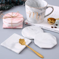 Ins Marble Ceramic Coaster Coffee Tea Cup Mat Dinner Bottle Pad Placemats Table Decoration Accessories 1pc Pink Grey Tablemat