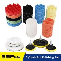 39Pcs Polishing Pad Kit 2 in-1 Car Foam Buffing Pads 5Inch 3Inch Compound Wool Pad M10 Backing Plate for Automotive Polisher