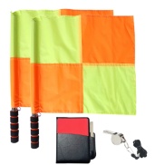 Soccer Referee Flag Set with Notebook and Pencil Coach Stainless Steel