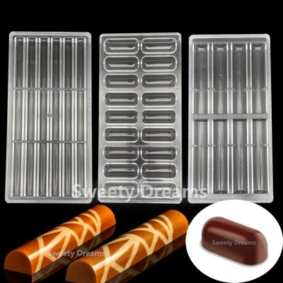 ஐ✕ 3D Cylinder Stick Polycarbonate Chocolate Bar Moulds Form for Bakery Baking Mold Pastry Candy Cake Tools