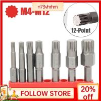 N73VHRHM หัวไขควง Torx ยาว50มม. 1/4 "ดอกไขควงก้านหกเหลี่ยมอุปกรณ์ทำมือ12จุดบิตเหล็กทนทานไขควงไฟฟ้าบิต12จุดเจาะ