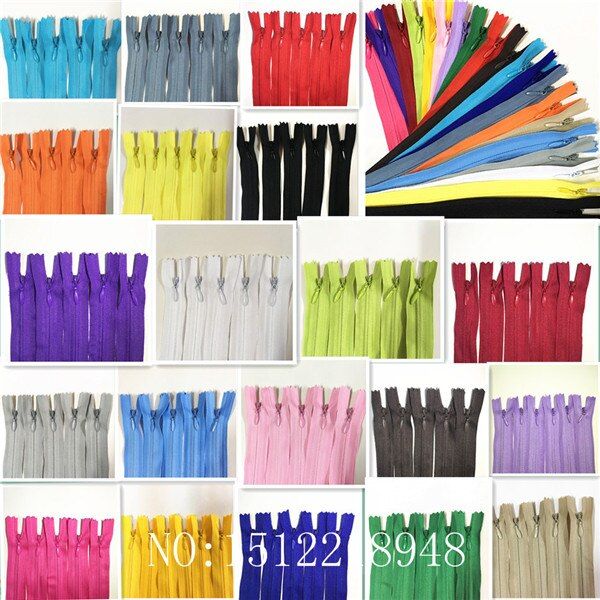 50pcs-3-invisible-closed-zippers-pillow-dress-clothes-cushion-20-colors-16-inch-color-u-pick-door-hardware-locks-fabric-material