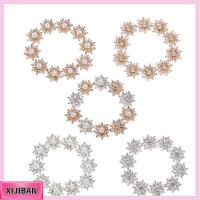 XIJIBAN 10PCS 16MM DIY เครื่องประดับกิ๊บ Flatback ตัดเย็บเสื้อผ้า ปุ่มเกล็ดหิมะ ปุ่ม Rhinestone หัวเข็มขัดไข่มุก