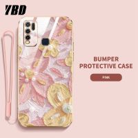 YBDเคสสำหรับ Vivo Y50 Y30 Y30i โทรศัพท์ดีไซน์ใหม่เคสชุบน้ำมันเคสลายดอกไม้เคสแถมฟรีสายคล้อง