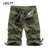 Summer Men Cotton Cargo Shorts Men Fashion Solid Casual Multi Pockets Tactical Shorts Outwear Bermuda Military Jogger Short Male